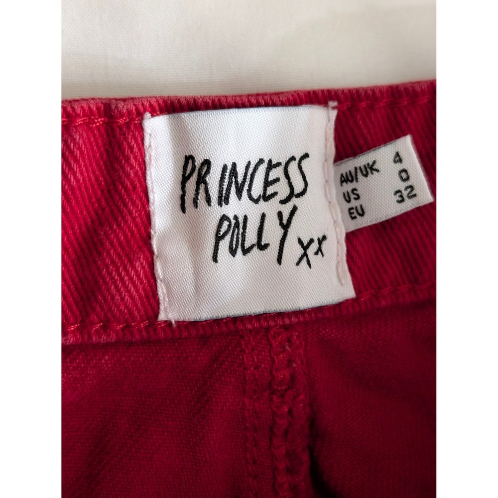 Princess Polly XX Red Wide Leg High Waisted Denim Jeans Juniors Womens Size 0 - Picture 3 of 16